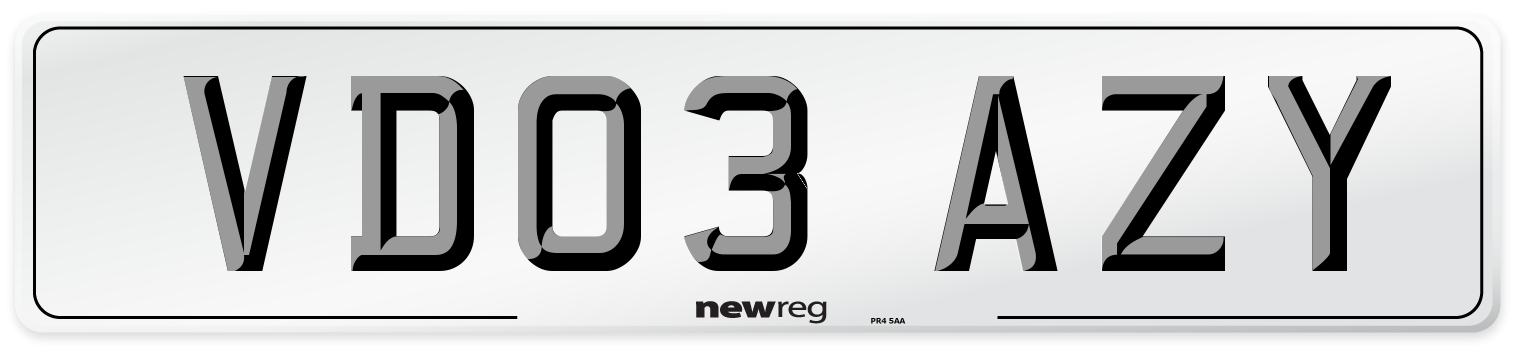 VD03 AZY Number Plate from New Reg